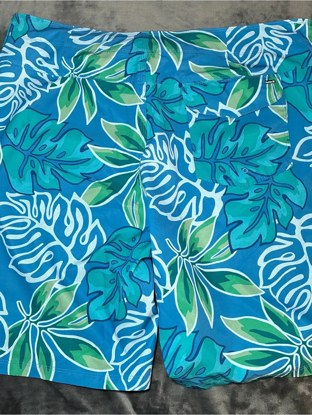 Hurley Board Shorts Mens 38 Blue Tropical Swim Trunks Quick Dry Beach